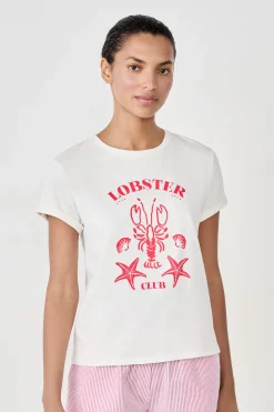 T-shirt de pyjama manches courtes en coton imprimé homard