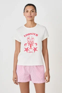 T-shirt de pyjama manches courtes en coton imprimé homard