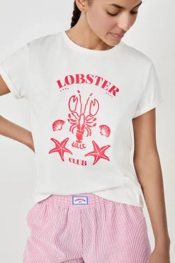 T-shirt de pyjama manches courtes en coton imprimé homard
