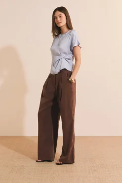 T-shirt drapé avec nœud satiné