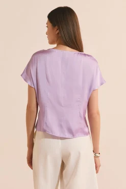 T-shirt drapé avec nœud satiné