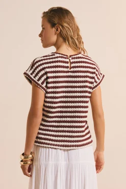 T-shirt effet crochet rayé