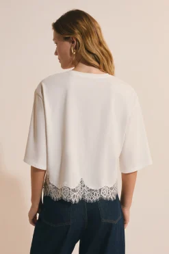 T-shirt en coton avec détails dentelle