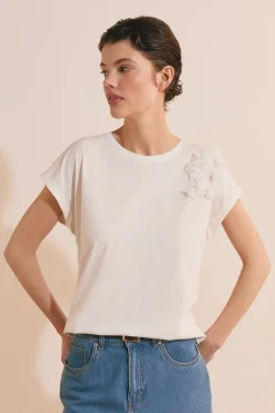 T-shirt en coton avec fleurs