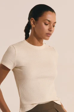 T-shirt en coton côtelé