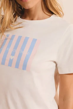 T-shirt manches courtes avec inscription "la vie est belle