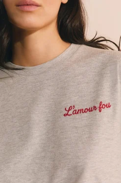 T-shirt manches courtes en coton brodé