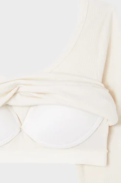 T-shirt manches longues col danseuse avec brassière intégrée