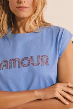 T-shirt sans manches avec inscription 