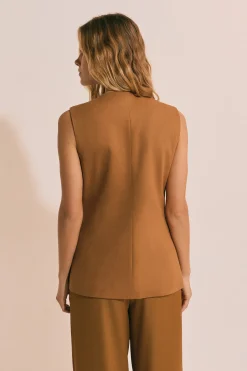 Veste de blazer sans manches avec lin