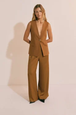 Veste de blazer sans manches avec lin