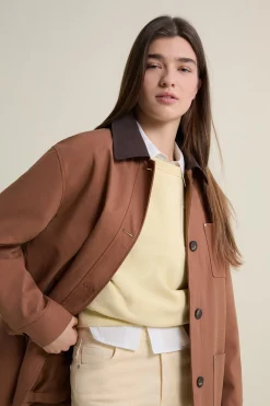 Veste mi-longue à col velours